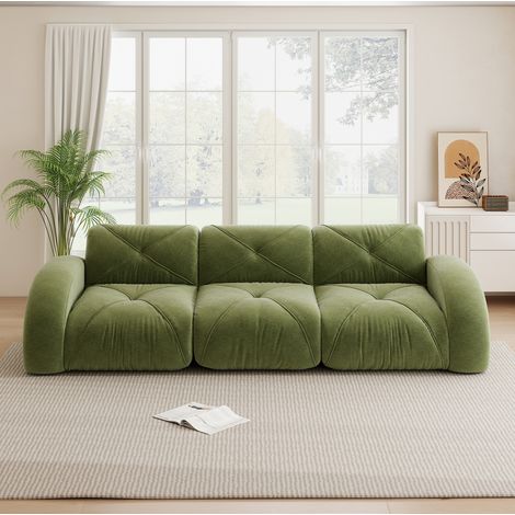Modulsofa grün aus Chenille rahmenlos mit 3 Sitzen und ohne Montage (1/5)