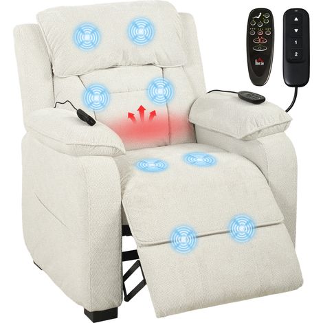 Massage Recliner Chair, Heat Function, 90 x 86 x 103 cm, Cream (1/5)