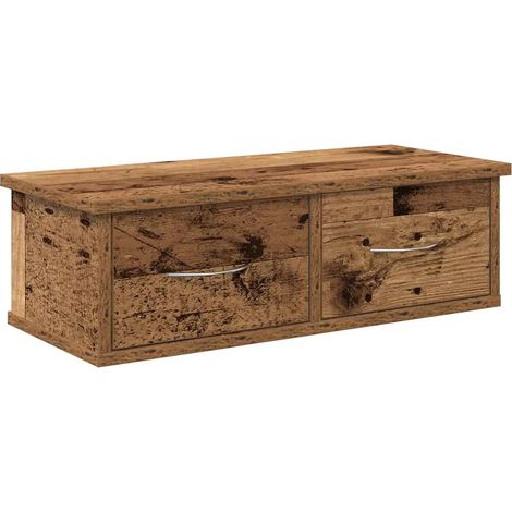 Mobiletto a muro pratico con 2 cassetti 60 x 26 x 18 cm design elegante in legno composito effetto invecchiato 020050688