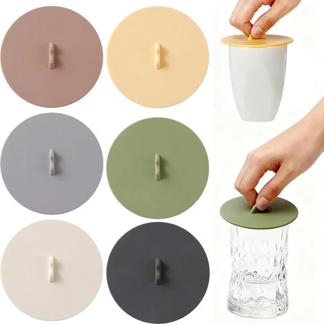 Lot de 6 couvercles en silicone pour verres, 10 cm, tasses à café, couvercles à thé colorés, pour tasses, verres à thé, tasses à café (1/5)
