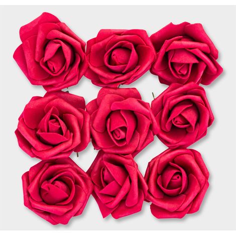 Roses sur fil de fer 14 cm, lot de 9  PKW-5915