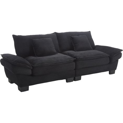 Canapé 2 places moderne et simple avec couette, spacieux pour salon, chambre ou bureau – Noir (1/5)