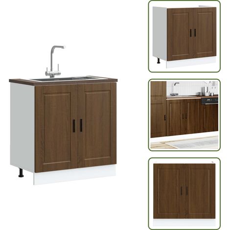 vidaXL Meuble bas pour évier Porto chêne marron bois ingénierie