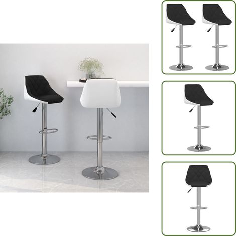 Tabourets de bar lot de 2 noir et blanc similicuir - Tabouret De Bar - Chaise De Comptoir - Tabourets De Bar - Meubles De Cuisine - Mobilier Moderne (1/5)