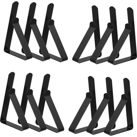 12 pinces nappe inox noires – 7,5×4,5×1,2 cm – mini taille – anti-vent – table extérieure – pique-nique/camping (1/5)
