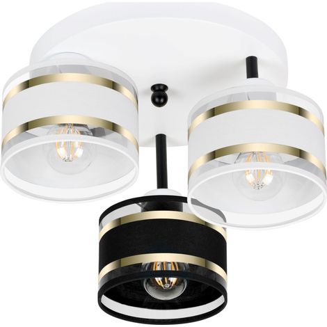 Plafoniera bianca con paralumi, in metallo industriale, 3xE27, illuminazione LED moderna per soggiorno, cucina, camera da letto, cameretta dei bambini, loft (1/5)