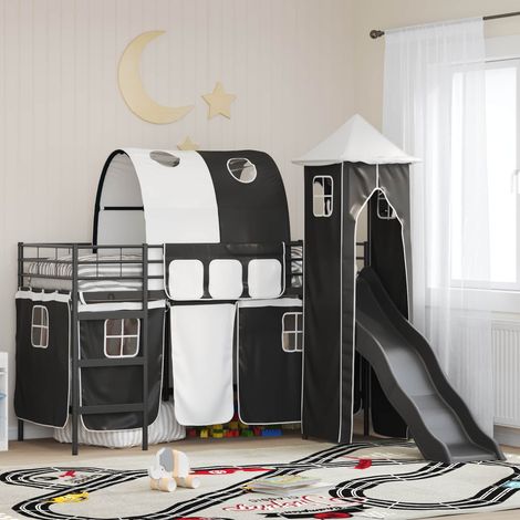 Kinderloftbett Schwarz 75 x 190 cm Metall