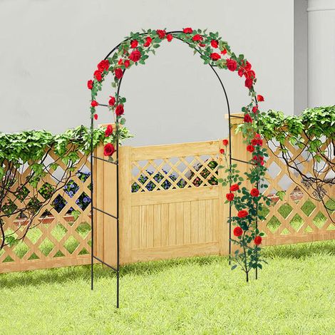4 pièces Arche pour plantes grimpantes et roses, arc en métal, pour porte de jardin, treillis en acier revêtu par poudre, résistant aux intempéries, 240 x 140 x 38 cm (1/5)