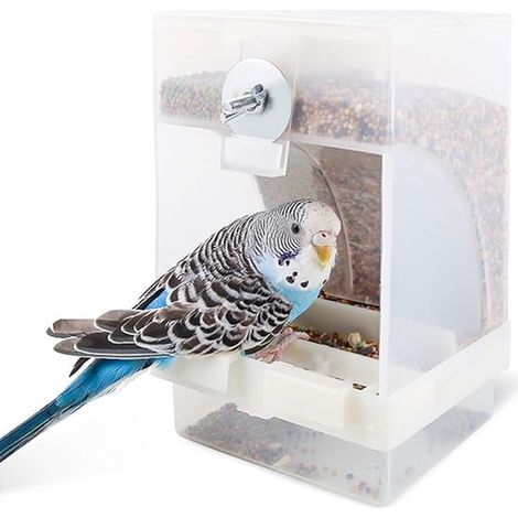 Comedero automático transparente para pájaros, se puede colgar, 16 x 10 x 9,5 cm, gran capacidad, puede almacenar comida suficiente para 15 días.