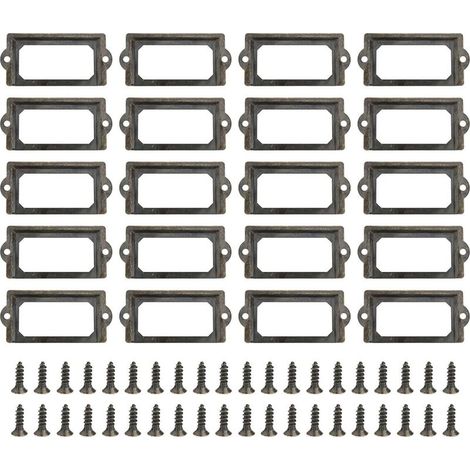 Lot de 20 porte-étiquettes en laiton antique pour tiroirs, cadres (1/5)