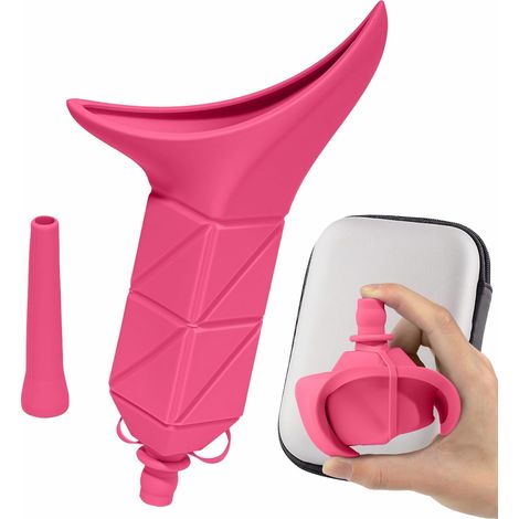 Urinoir féminin Pliable réutilisable pour Femme - Entonnoir pour uriner Debout - Gobelet Portable en Silicone avec étui Tube pour Camping, extérieur, Voyage, randonnée (1/5)