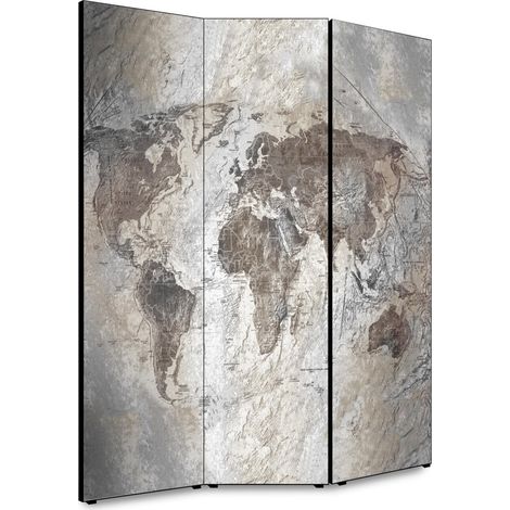 Lupia - Separe' per interni, Divisorio 135,6 x H 176 x P 3,1 cm WORLD GEOGRAPHIC paravento 3 Ante in legno con Tele stampate fronte retro Soggetto unico (1/4)