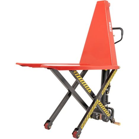 Chariot élévateur à ciseaux STIER, capacité de charge 1 000 kg, hauteur de levée 800 mm avec système Quicklift manuel