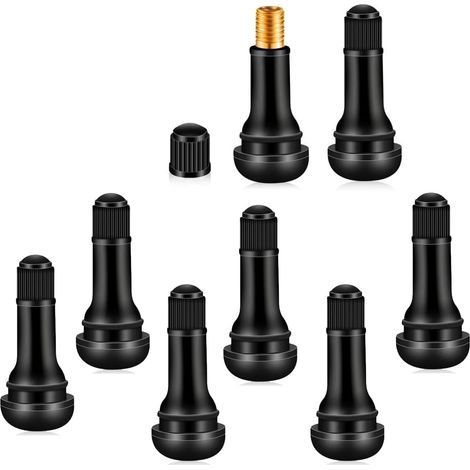 Les 8 Valves de Jante universelles,Vannes en Caoutchouc TR413,Valve Pneu Voiture, Voiture Pneu Tubeless Valve Bouchon,Noir (1/5)
