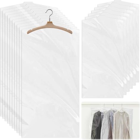 100 Pièces Housses à Vêtements, 60x120cm Housse Vetements à Suspendre Transparent, Housse Vetement en Plastique pour Chemises Blazers Robes (1/5)