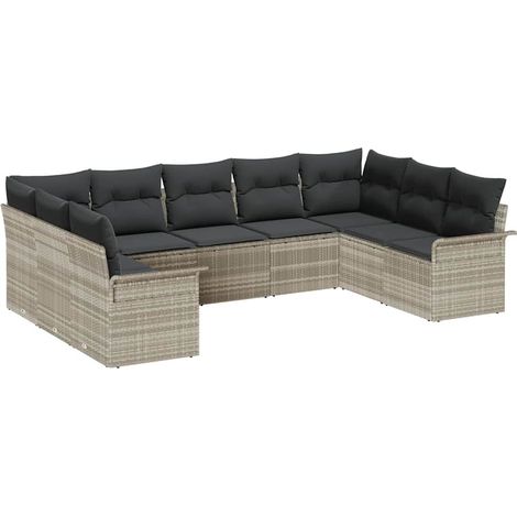 Maison Exclusive - Gartensofa-set mit Speicher 9 pcs Hellgrau Pol