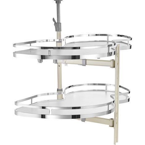 Étagère pivotante pour placard d'angle, tiroir coulissant pour meuble aveugle de 91 cm, 2 niveaux réglables en hauteur, fermeture douce, ouverture à droite. (1/5)
