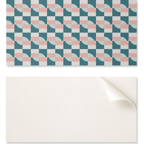 Panel decorativo adhesivo para una r谩pida renovaci贸n de pared, 100 x 50 cm, dise帽o geom茅trico a cuadros.