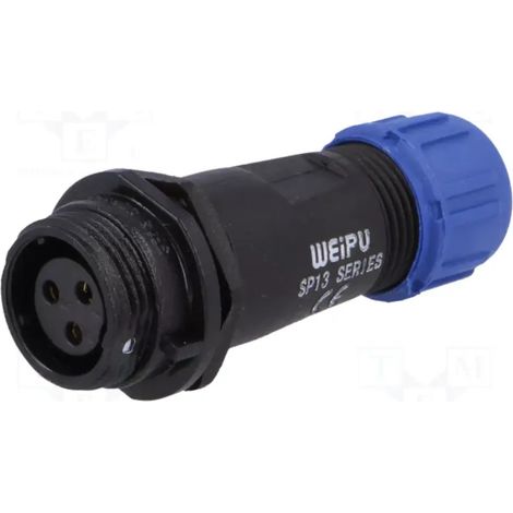 Connecteur femelle 3 broches Ip68 rond avec filetage externe Aerial Sp1311/s3
