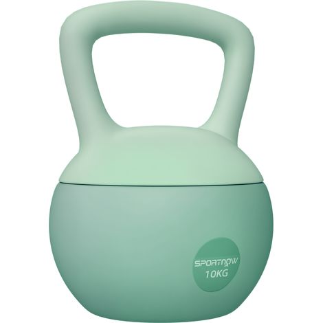 Kettlebell vert 10 kg en sable métallique avec poignée 21x21x30 cm, équipement musculation design sobre pour entraînement pratique et robuste (1/5)