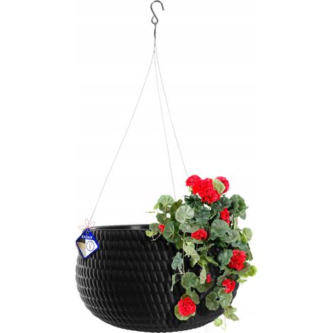 KADAX Hängetopf, Blumenampel, Hängepflanztopf, 32 cm, Schwarz