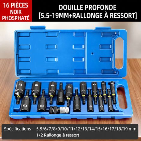 Jeu de 16 douilles hexagonales profondes 80 mm noir phosphaté 16 pièces 80mm 1 1 kg – Livraison gratuite