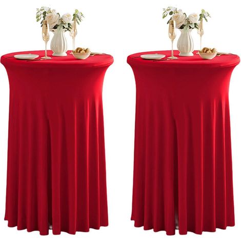 2er Pack Cocktail-Tischdecken mit Rock, rot, 60x110cm, Stretch-Spandex, für Partys