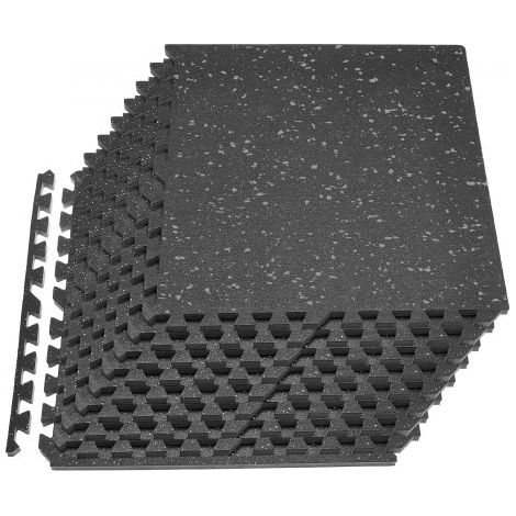 Esterilla Puzzle 12 Piezas de 610 x 610 x 20 mm, Suelo Gimnasio de Goma EVA, Colchoneta de Ejercicios Alta Densidad con Puntos Grises Antideslizante Antiruido Antigolpe para Casa, Equipo Pesado (1/5)