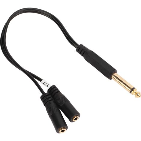 Câble répartiteur en Y double femelle 3,5 mm vers mâle 6,35 mm, câble audio TRRS mono mâle 6,35 mm vers double femelle 3,5 mm, 25 cm (9,8 pouces) (1/5)