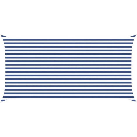 Voile d'ombrage bleue et blanche, 5 x 2,5 mètres, 100% polyester Oxford. (1/5)