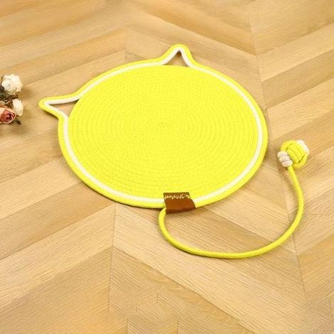 Tiragraffi per gatti, tappetino in corda di cotone naturale, rotondo, palo tiragraffi orizzontale (43 cm di diametro) per gatti da interno, protegge le pareti (1/2)