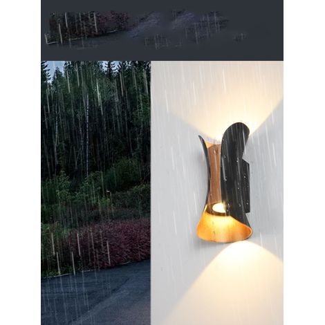 Lampe murale extérieure design double K noire 12W IP65 étanche style contemporain