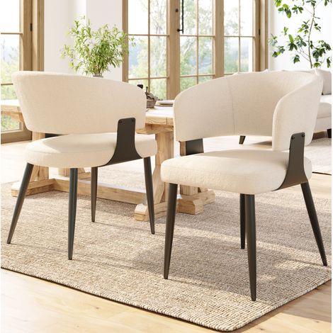 seduta sedia sala da pranzo ergonomica beige metallo OKMYHOME (1/5)