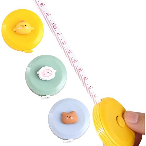3 Pcs Mètres à Ruban de Couture,Mini Mètre Ruban Rubans à Mesurer Souples de Dessin Animé Rubans à Mesurer Double Face à Double Echelle pour la Mesure du Corps Mesure des Données(Multicolore) (1/5)