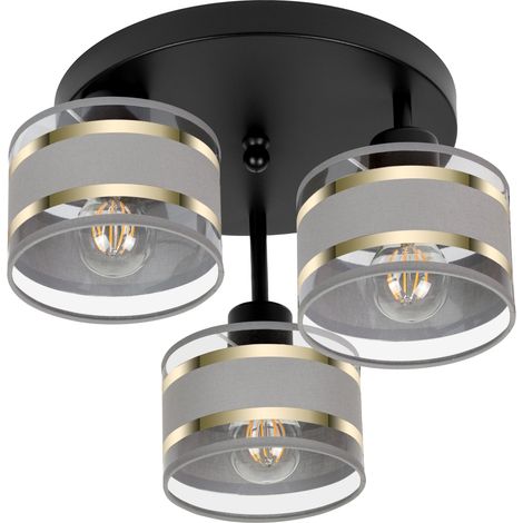 Plafoniera nera con paralumi, in metallo industriale, 3xE27, illuminazione LED moderna per soggiorno, cucina, camera da letto, cameretta dei bambini, loft (1/5)