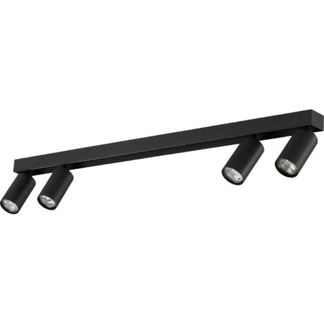 Plafoniera Contemporanea Profilo Metallo Nero 4 Luci Gu10 28W 3000K Ip20 (1/3)