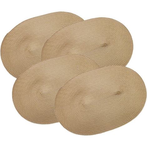 Lot De 4 Nappes Ovales En Toile De Jute Naturel 30x45 Cm Set Table (1/4)