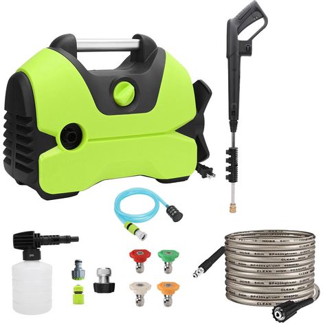 Nettoyeur haute pression électrique 2000 PSI 1,2 GPM avec tuyau de sortie de 9,75 m et canon à mousse. Idéal pour le nettoyage de voitures et de terrasses. Vert (1/5)
