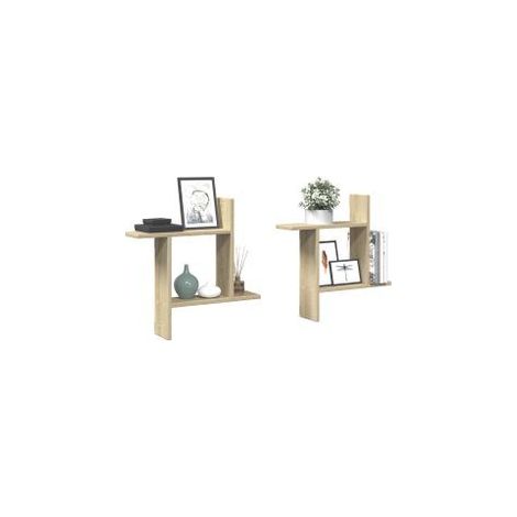 Étagères murales 2pcs chêne sonoma 50x12x50 bois d'ingénierie (1/5)