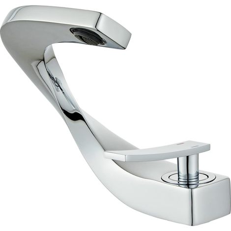 Mitigeur lavabo chromé moderne   Design élégant en laiton   Eau chaude/froide (1/5)