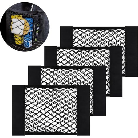 4PCS Filet Rangement, Extensible Polyester Noir, Pour Coffre Voiture, Camion, SUV