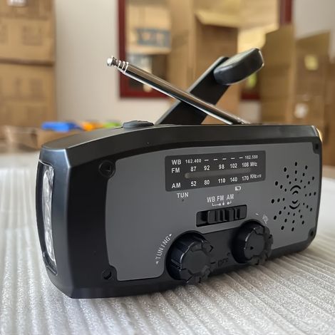 Filiyano – lampe torche LED pour – Radio d'urgence à énergie solaire, AM/FM, à manivelle, batterie 2000 MAH avec lampe torche LED pour une utilisation (1/5)