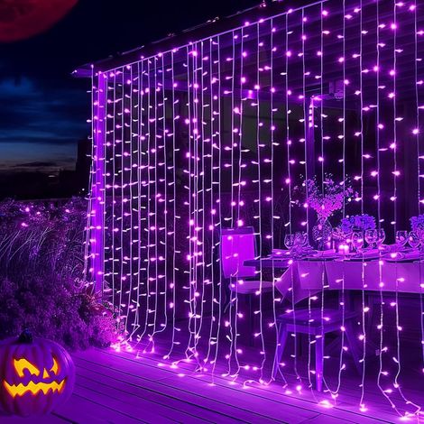Guirlande lumineuse de Noël à 300 LED, guirlande féérique pour Halloween, 8 modes d'éclairage, étanche, pour fenêtre, fête, mariage, jardin, décoration murale, violet (1/5)