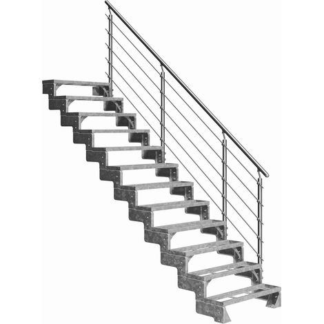 Dolle Außentreppe Gardentop 270-330cm Geschosshöhe mit Einlegerahmen 80cm breit mit Prova-Geländer (1/3)