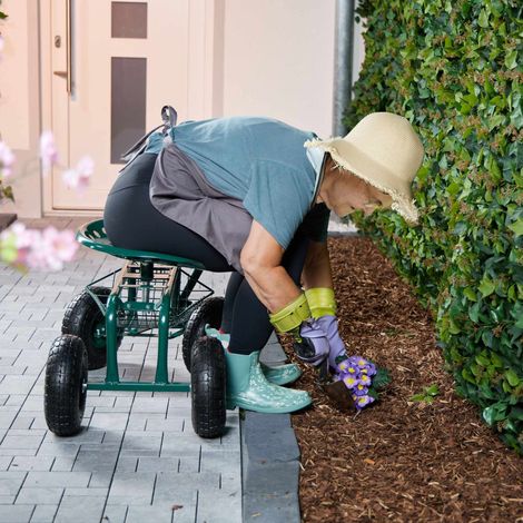Asiento de jardin movil con almacenamiento