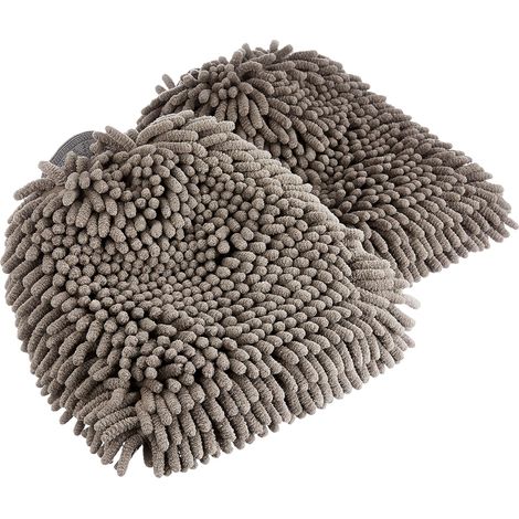 Manoplas de secado lavado de coches de microfibra de lujo, Paquete de 2, 30 cm L x 20 cm W, Gris (1/5)