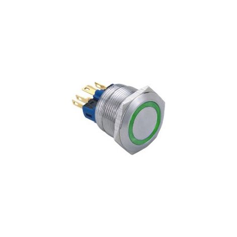 Pulsante antivandalo, retroilluminazione verde, 22 mm, monostabile