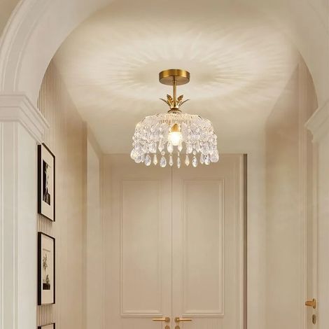 Lustre vintage en cristal français avec une tige de suspension cm pour illuminer les entrées couloirs et balcons. 20 (1/4)