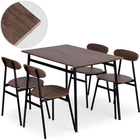 Juego de mesa de comedor con 4 sillas, MDF y acero (1/5)