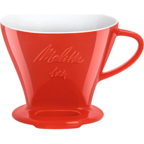 Porte Filtre à Café en Porcelaine, Pour Over, Rouge, 1x4 (1/2)